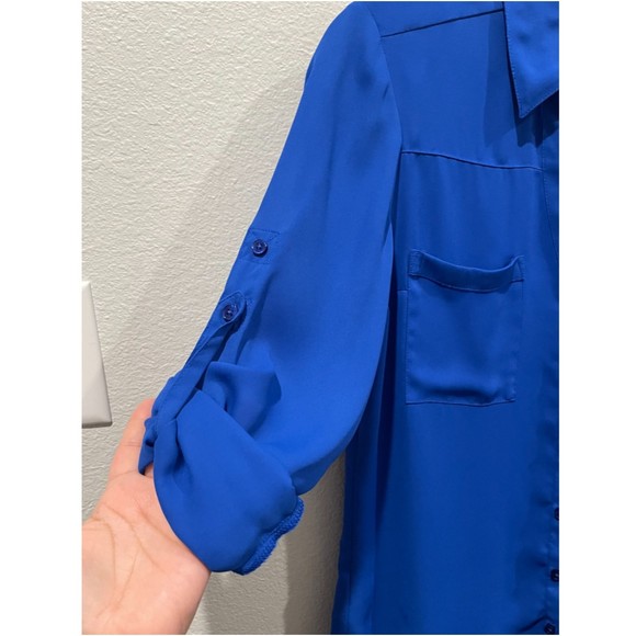 EXPRESS The Portofino Blue Button Down Long Sleeve Shirt - Picture 3 of 4